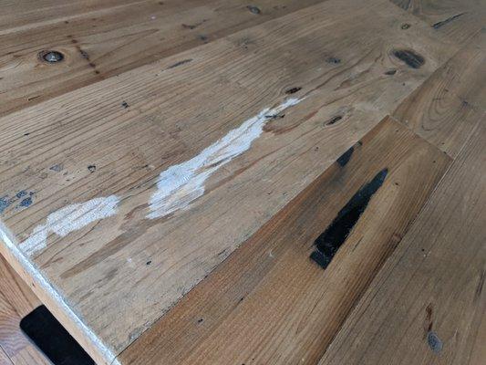 Gashed wooden desk