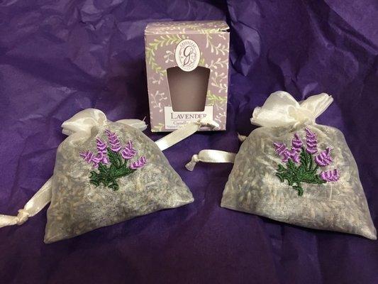 Lavender votive candle and sachets