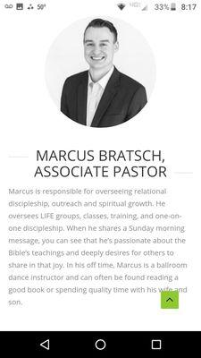 Marcus and his wife are going to be the head pastor and wife when Steve retires in a year or so. Both Steve and Marcus are amazing pastors.