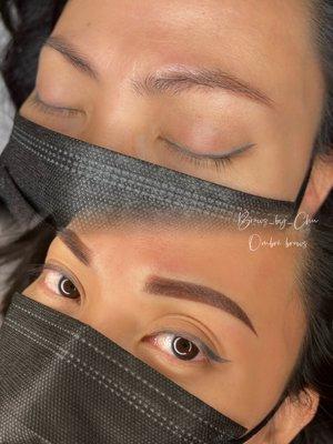 Before& after Ombré powder brows