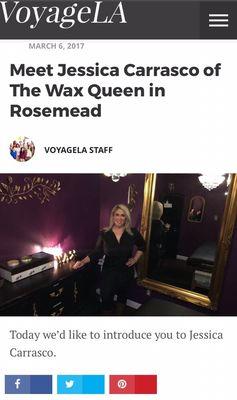 Founder of The Wax Queen, Jessica Rae featured on VoyageLA