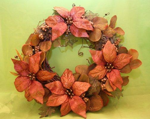 14" Bronze Poinsettia Wreath