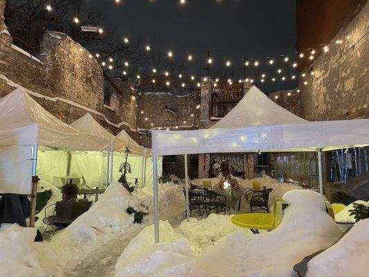 Outdoor winter patio area