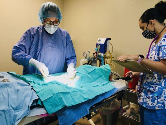 Dr. Black and Danielle in surgery