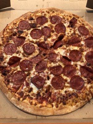 Regular crust pepperoni pizza