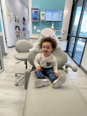 My kiddo waiting to start his first dental appointment!