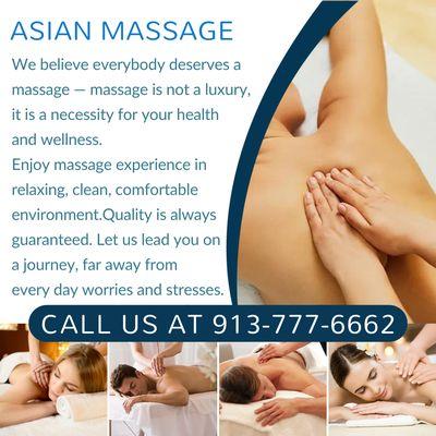 Asian Massage
 7697 W 151st St, Overland Park, KS 66223
 Call Us at 913-777-6662