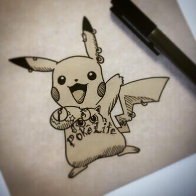 Custom Pikachu drawing for a Pokemon Go piercing special.