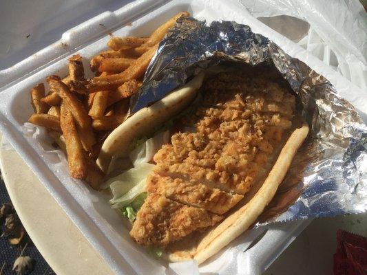 Crispy Chicken Pita with Fries