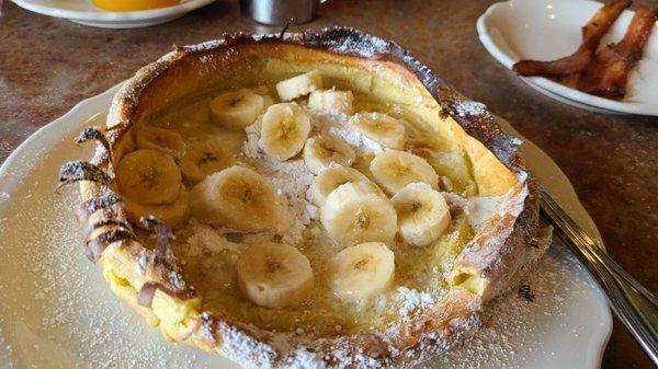 German Dutch Baby Pancake with all the toppings. The lemon juice is the syrup.