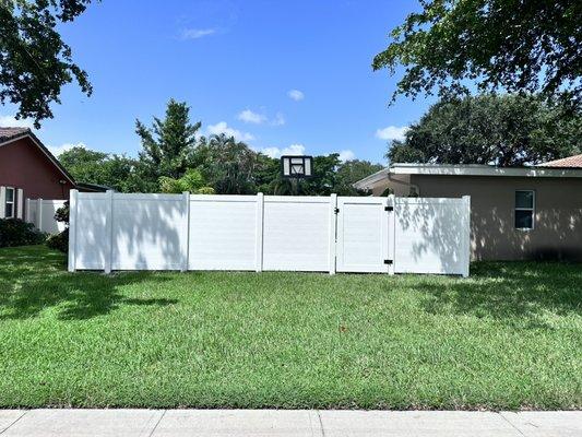 Horizontal White PVC Fence in Plantation