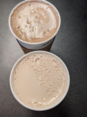 Dark chocolate mocha & white raspberry latte