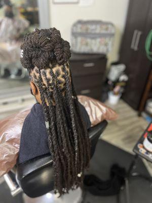 Loc Maintenance and Style updo and individual twists