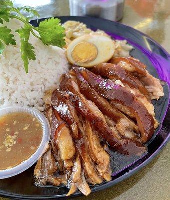 Stew pork hock over rice