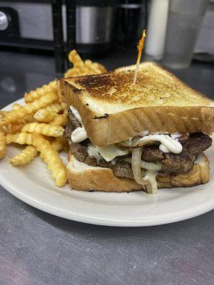 Mushroom and Swiss on Texas toast