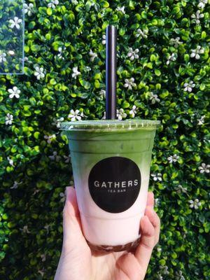 Rose matcha latte