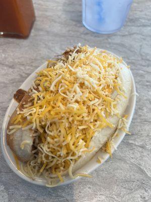 Cheese coney with habanero cheese