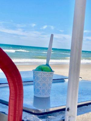 Delicious tie dye Italian ice on a beautiful beach day!