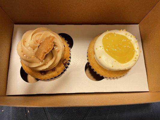 Vanilla Maple Pecan Full Sized Cupcake and Lemon Sparkle Full Sized Cupcake