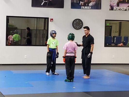 Sparring practice with Sensei Bryan