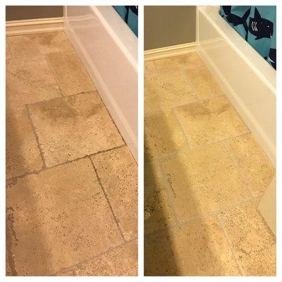 Before and after pic of our bathroom