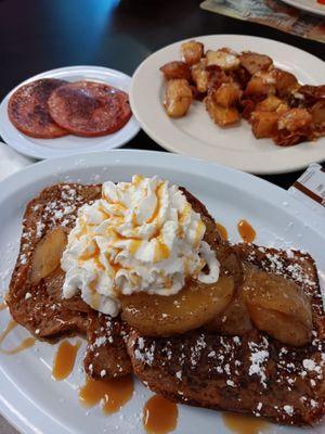 Caramel Apple French Toast, Pork Roll, and loaded potatoes