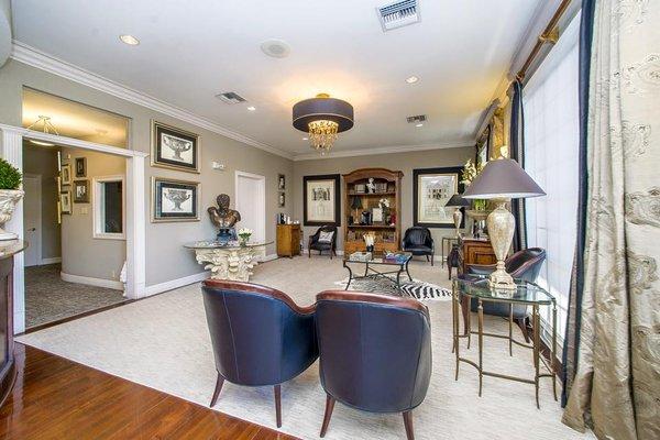 Front door and waiting area at Galliano Family Dentistry