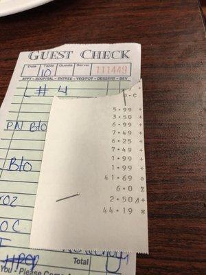 Lunch tab