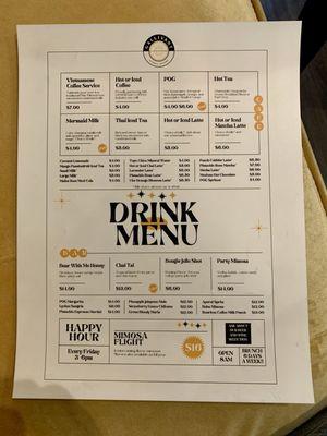 Drink menu!