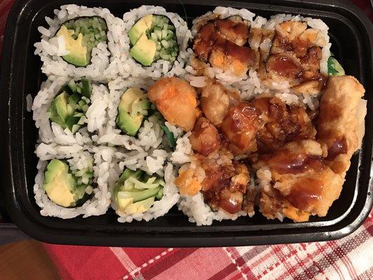 Avocado & cucumber, sweet potato tempura