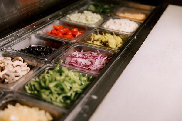 BUILD YOUR OWN PIZZA TOPPINGS BAR