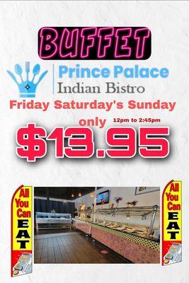 Friday Saturday Sunday Buffet $13.95