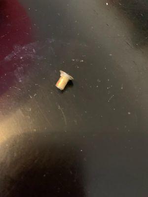 This is the screw my sister bit into with her apple. Her tooth still hurts.