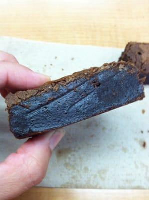 That, my friends, is a heart attack. Pure fudge brownie. The grown-up version of your favorite Little Debbie brownies.