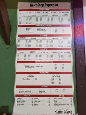 The menu