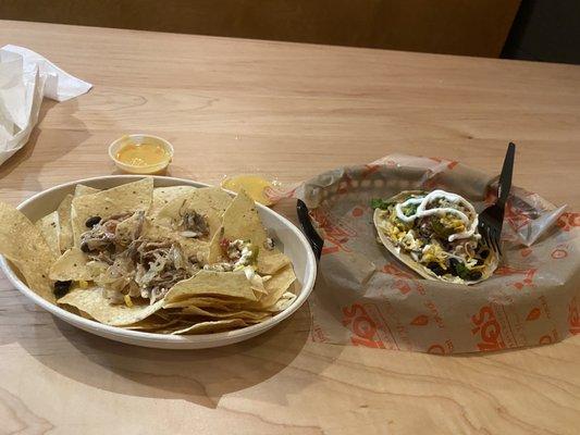 Get the 2 street tacos meal deal. Get the tacos overstuffed with everything! Use the chips as a drip tray now you have loaded nachos!