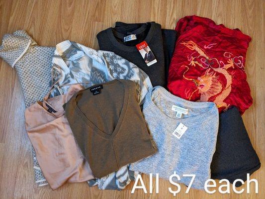 Clothes, all about $7 each, 2 new with tag. Brands: Victoria secret, Trouvé, Natori, Livelovelounge, Christian Siriano.