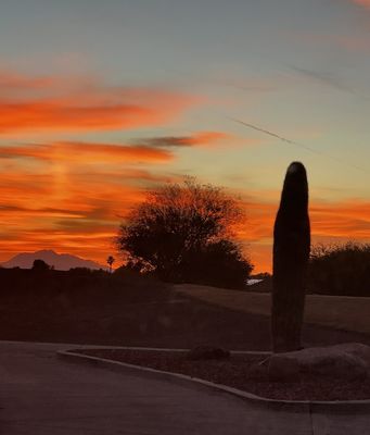 The sunset riding home from Anthem Grill in our golf cart