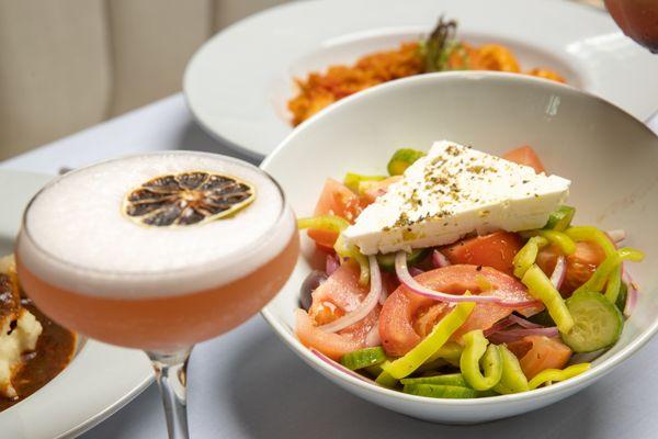 Greek Salad & Milos Cocktail