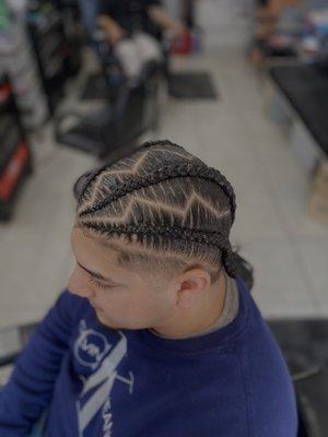 Designed braids with zig zag sectioning