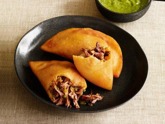 Empanada de carne (shredded beef empanada)