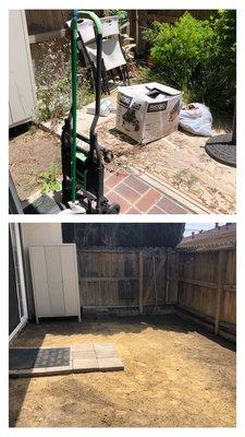 Before and after: junk, weeds and concrete removal