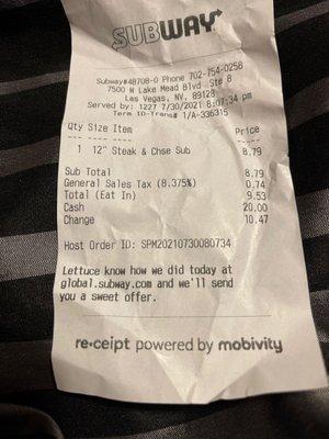 Receipt with host ID number who are tending the wrong amount to customers.