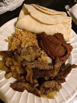 Fajita plate w/ACTUAL refried beans...nice!