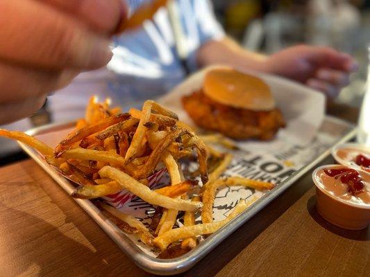 Regular chicken and fries.