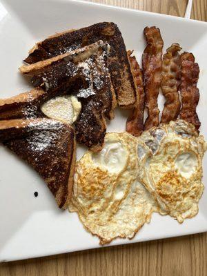 French toast with eggs and bacon