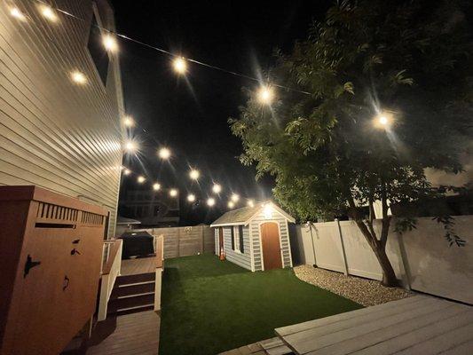 Low voltage up lighting, outdoor audio, cafe lighting