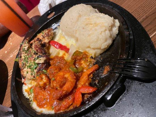 Sizzling chicken and shrimp