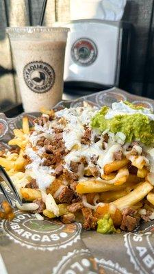 Asada Fries with Frozen Horchatas