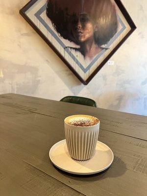 Cappuccino and amazing art.